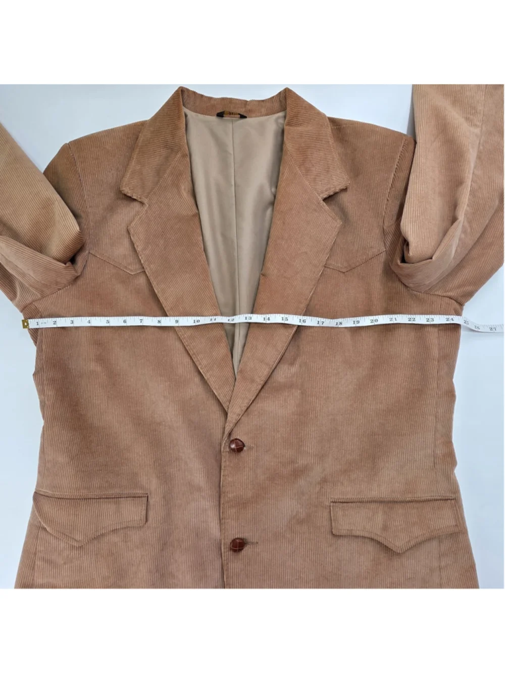 Corduroy Blazer Leather Elbow Patch Western Mens 46R Brown USA Sport Coat